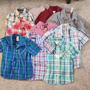 Lot Of 10 Plaid Kids Shirts, Size 6/7